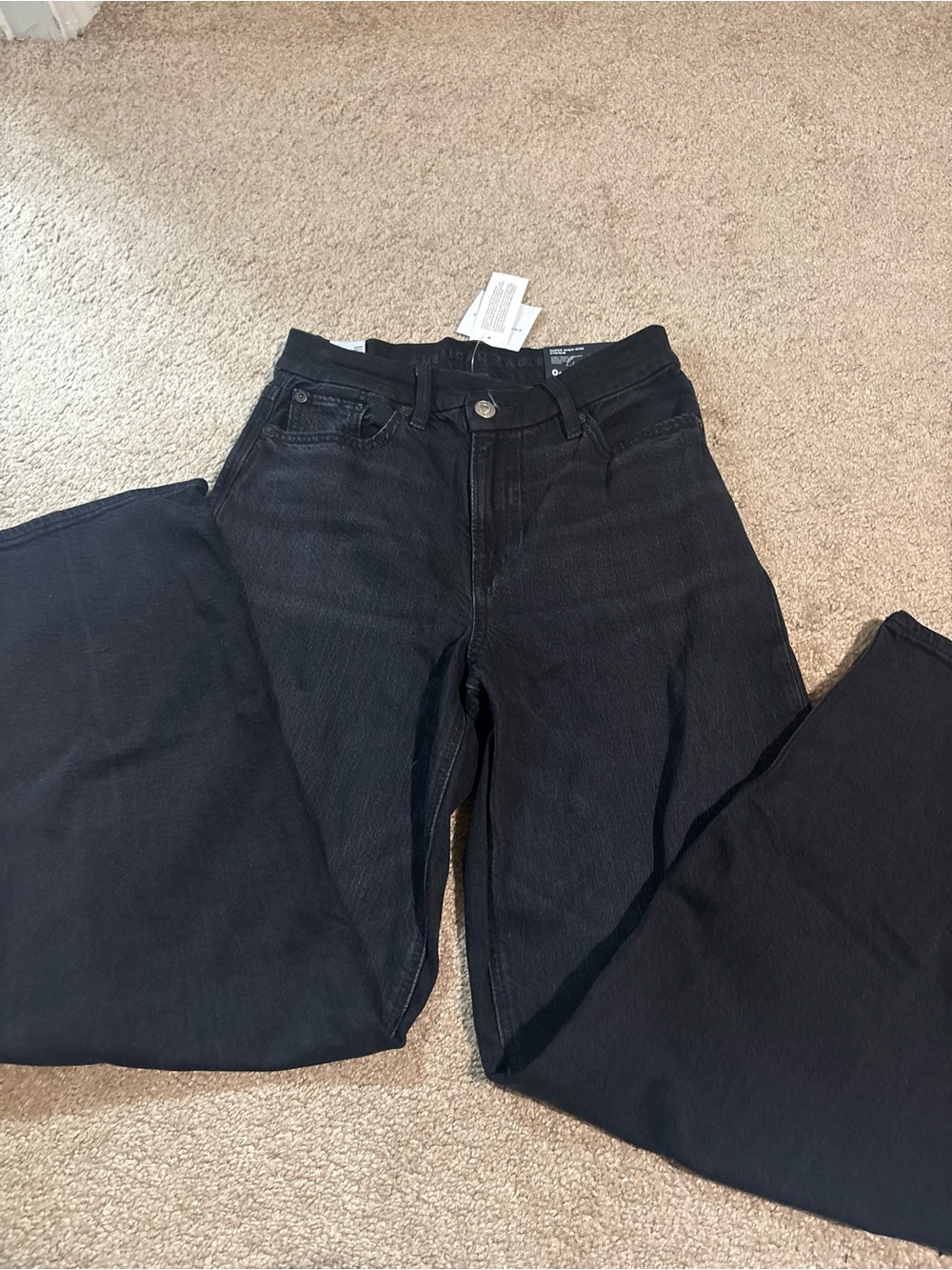 American Eagle Outfitters Black Curvy High-Rise Straight Jeans